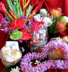 Hawaiian flowers and leis